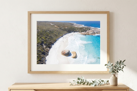 Denmark Albany Two Peoples Bay Coastal Wall Art Fine Print Framed Natural Oak Wood