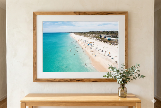 Floreat Beach Perth WA Fine Art Print Aerial Mockup Oak