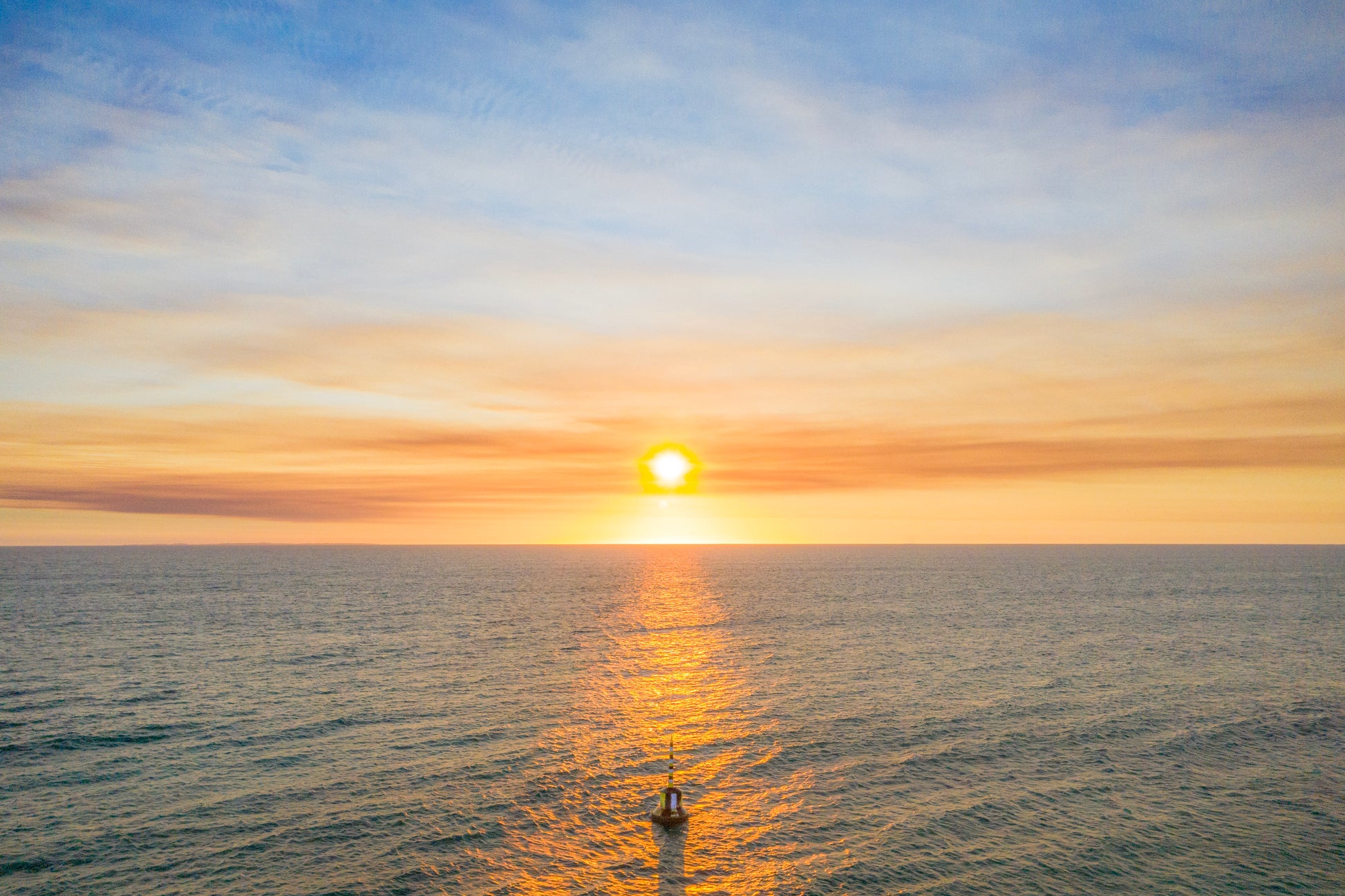 Cottesloe Pylon Sunset WA Aerial Fine Art Print
