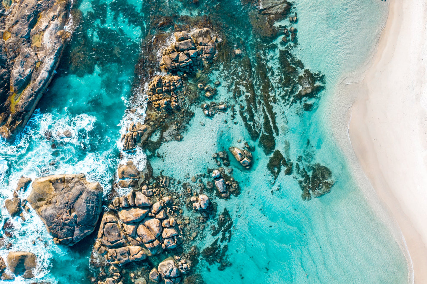A vibrant underwater scene with a mix of blue waters and rocky bottoms, possibly part of a promotional image for a diving or snorkeling location.