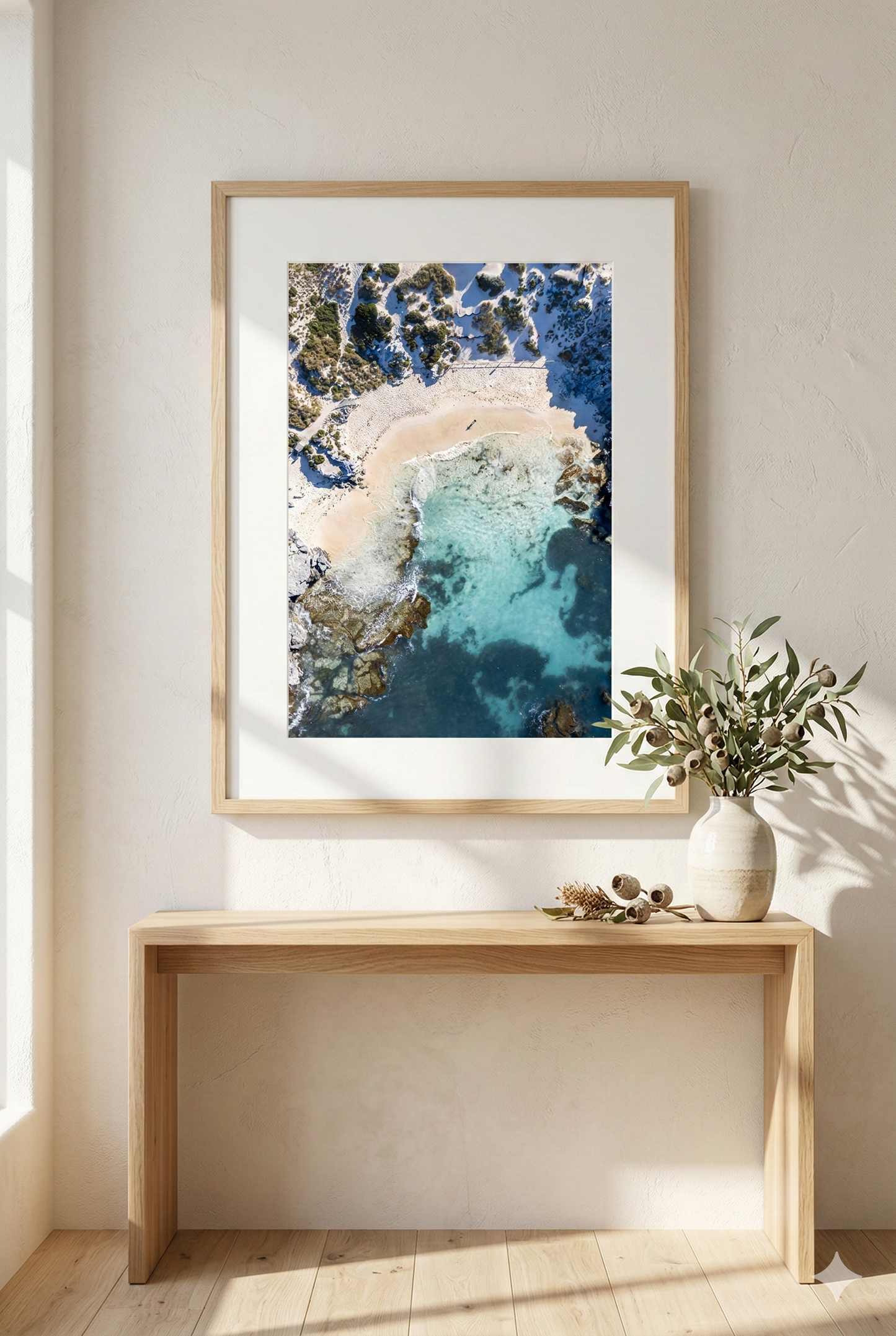 Little Parakeet Bay Framed Print Portrait Mockup Rottnest Island