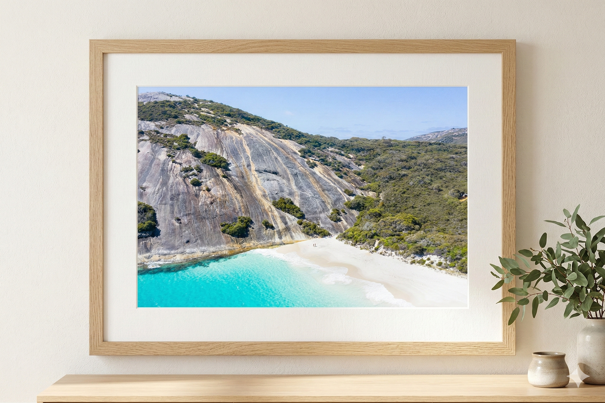 Misery_Beach_Albany_Coastal_Wall_Art_Fine_Print_Framed Framed Natural Oak Interior Design